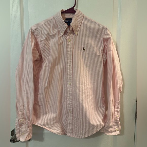 Ralph Lauren Tops - Ralph Lauren Pink & White Classic Fit Button Down